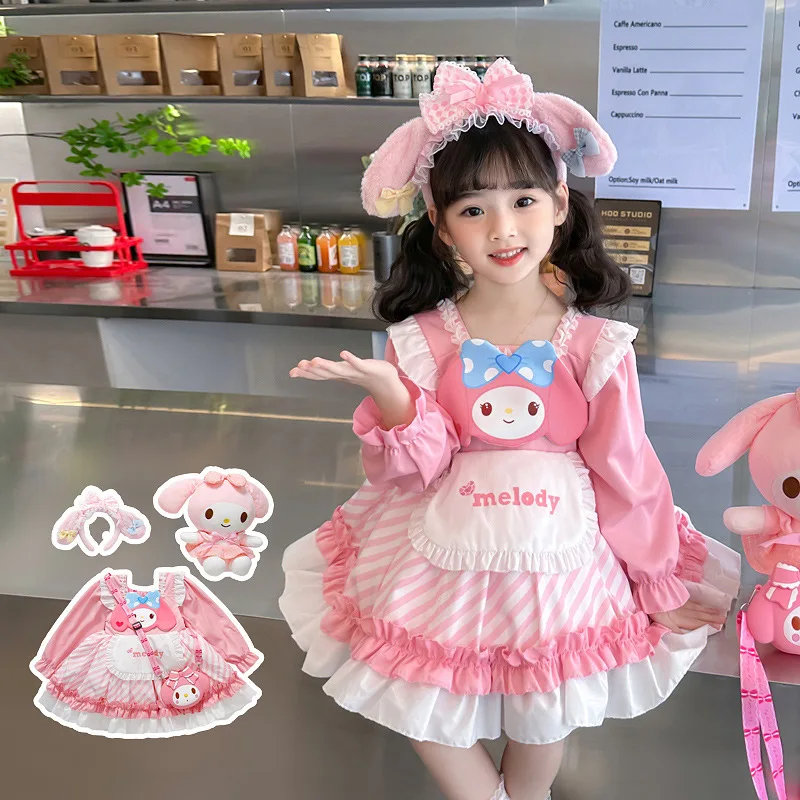 2023 New Sanrio Women Children's Spring And Autumn Lolita Princess Dress Baby Girl Western My Melody Dress Birthday Formal Dress