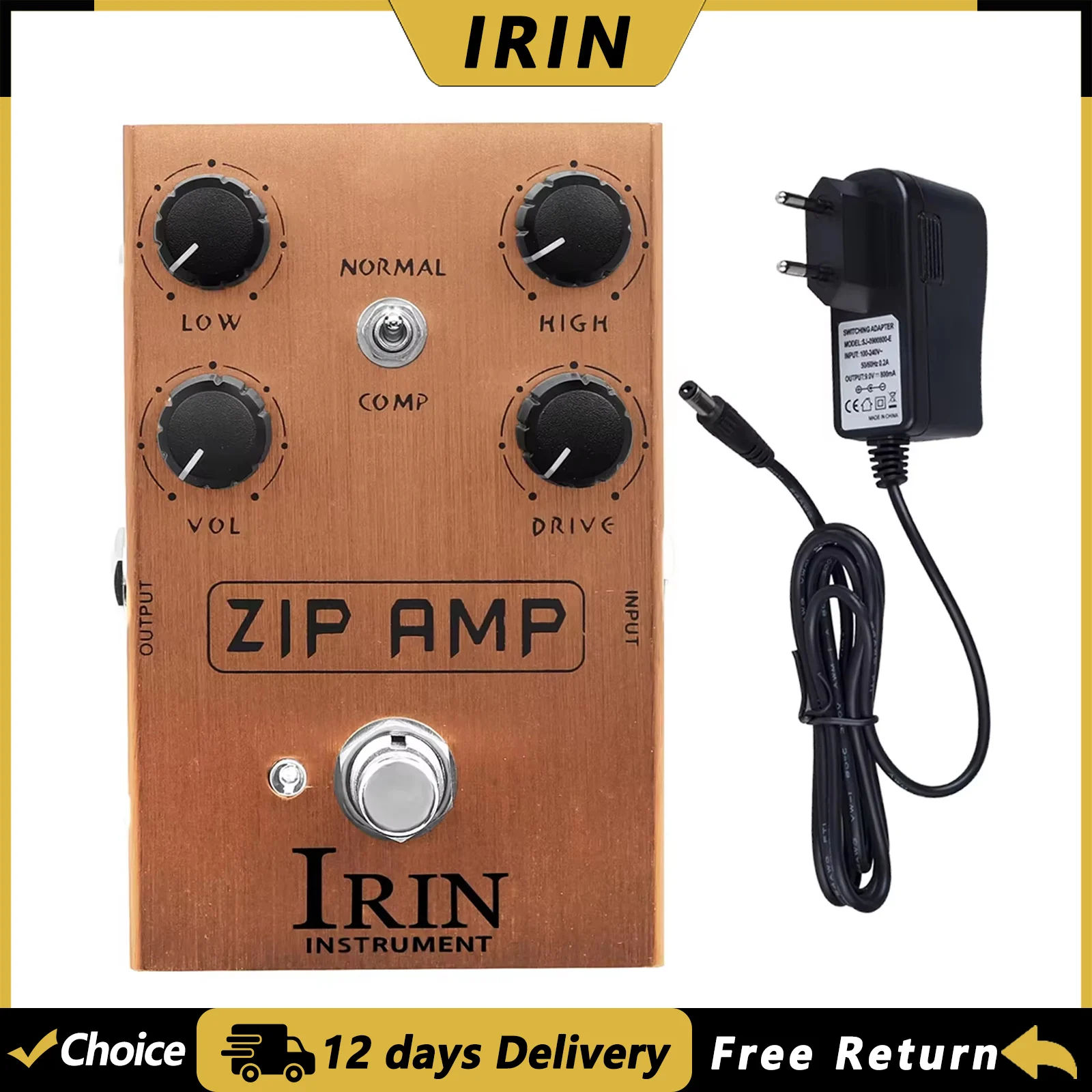 IRIN E-Gitarren-Effektpedal ZIP AMP Starke Kompression Overdrive-Ton Gitarrenpedal COMP Umschalter Gitarrenzubehör