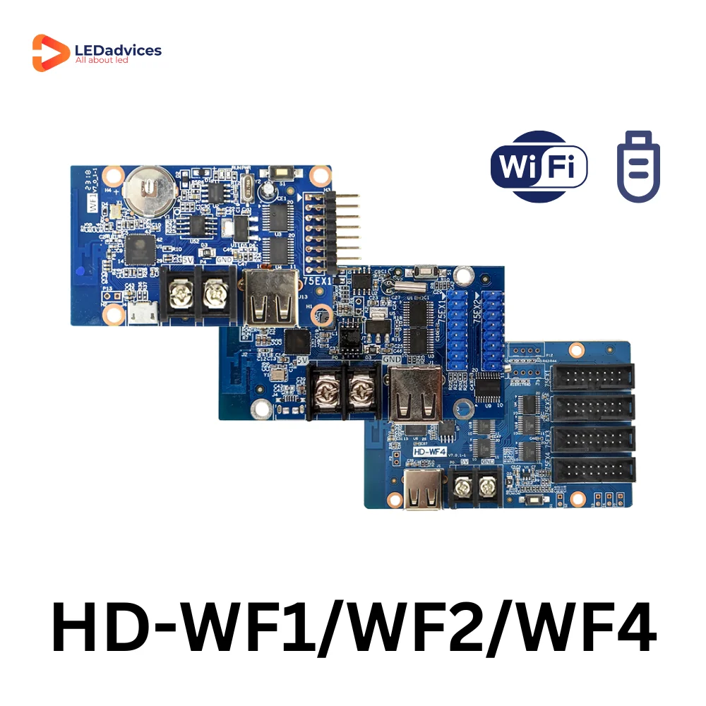 HUIDU HD-WF1/WF2/WF4 Single Dual Color LED Display Control Card HUB75E WIFI U Disk ICN2038S