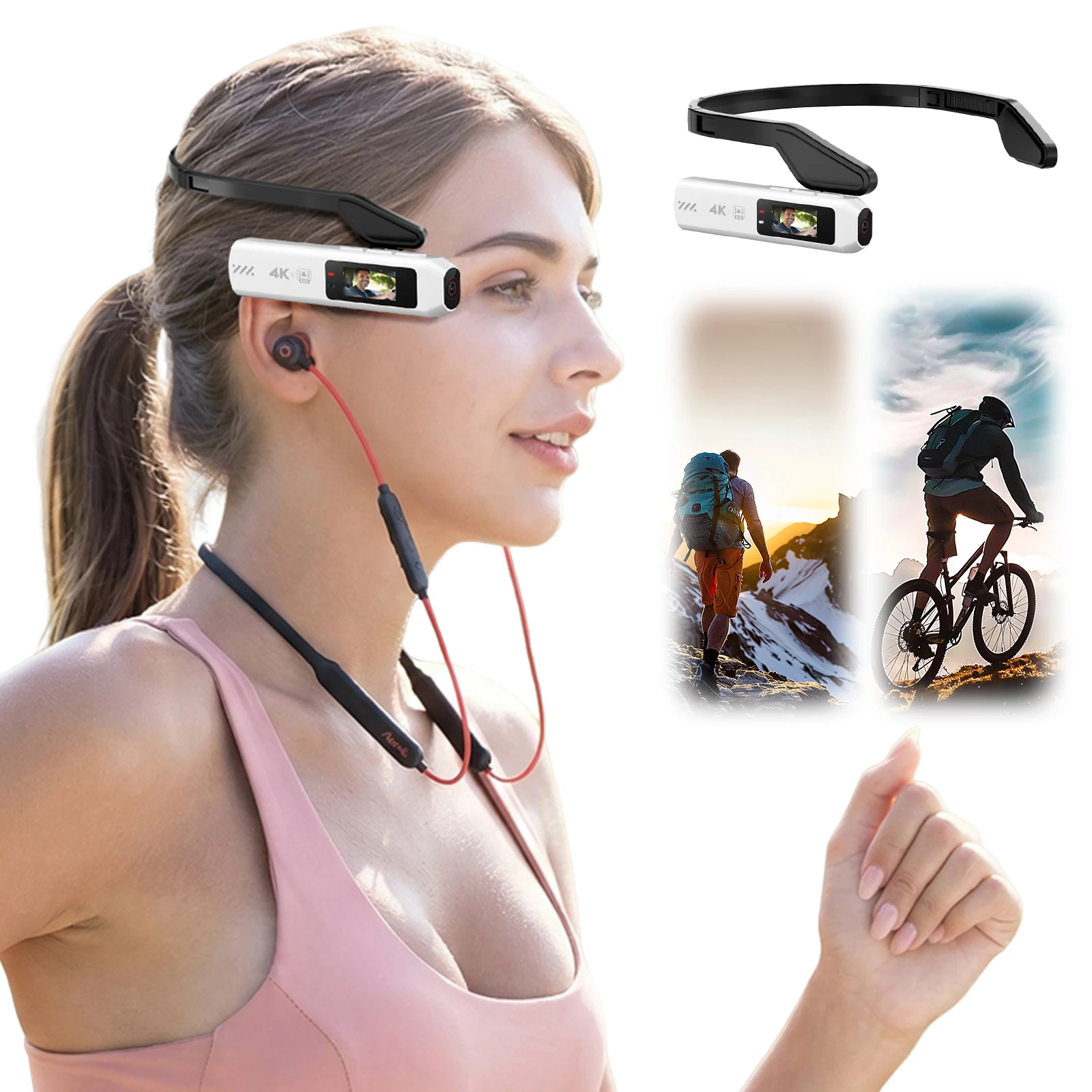 4K Ultra HD Glasses Camera First-Person View Recording Action Sports Camera 0.96in IPS Screen 110 Degree Wide Angle for Vlogging