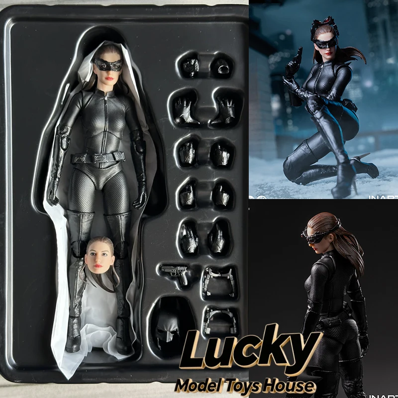 

INART Action Original 1/12 The Dark Knight Arises Catwoman Black Leather Suit Action Figure 6inch Full Set Female Soldier Model
