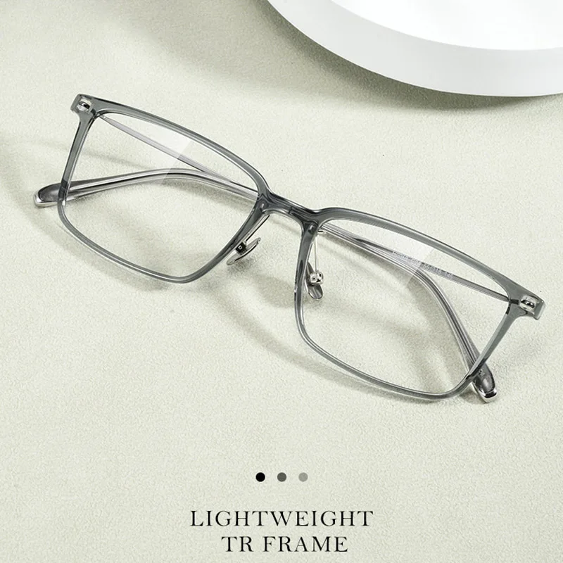 EYELUYAN Ultra Light TR90 Eyewear Frame For Men Transparent Gray Square TR90 Front Prescription Glasses Spectacle Frames H0068
