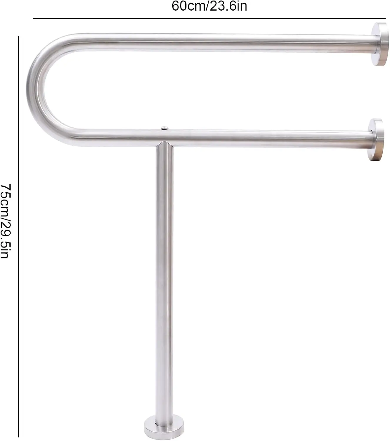 قضيب إمساك على شكل حرف U من الفولاذ المقاوم للصدأ بوزن 75 كجم، مقبض دعم، مقابض أمان للحمام والمرحاض، درابزين السكك الحديدية، فضي