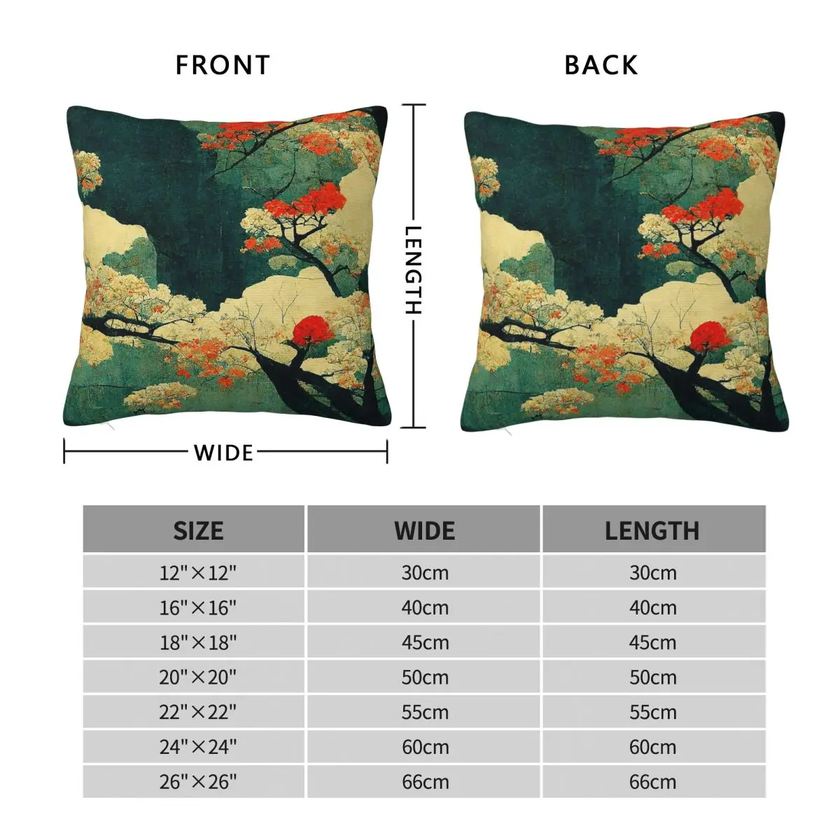 Japan Sakura Vintage Square Pillowcase Polyester Linen Velvet Creative Zip Decor Pillow Case Car Cushion Cover 45x45