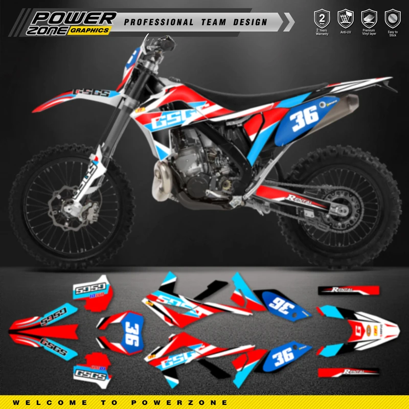 Stiker latar belakang grafis tim kustom PowerZone untuk Kit stiker 3M untuk GASGAS EC MC 250 300 2012 2013 2014 2015 005