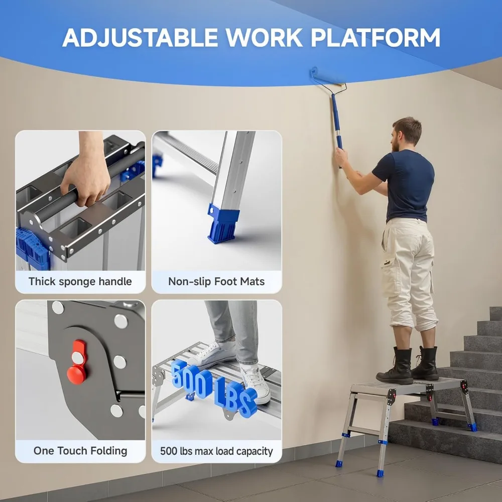 Regulowany stołek aluminiowy dla dorosłych - lekki, wytrzymały, przenośny składany stołek roboczy na zewnątrz