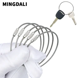 5-10 pieces of 1-3mm Stainless steel wire keychain anti lost rope outdoor backpack pendant