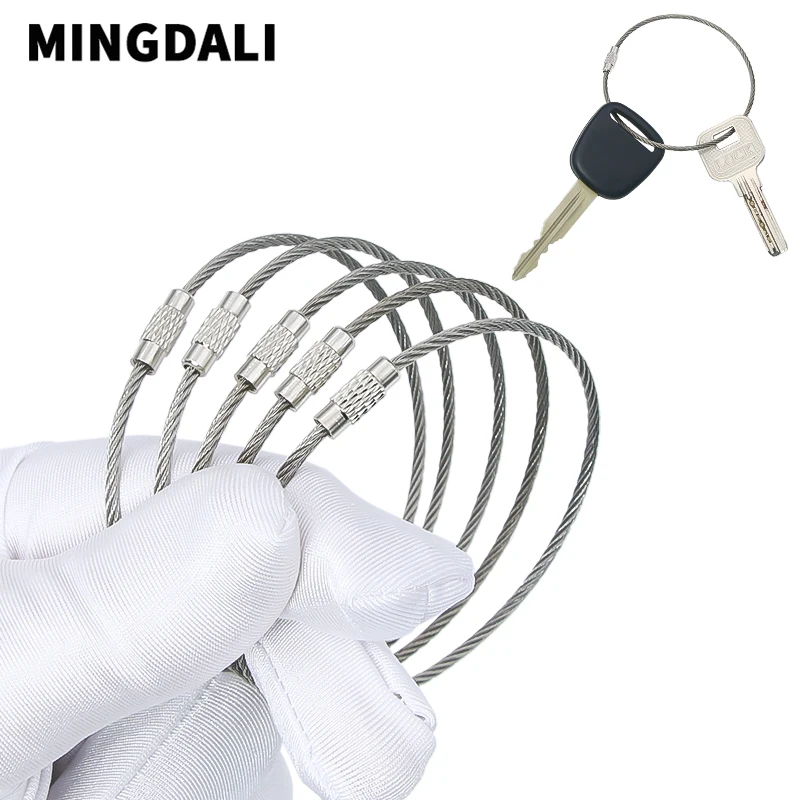 5-10 Pieces of 1-3mm Stainless Steel Wire Keychain Anti Lost Rope Outdoor Backpack Pendant