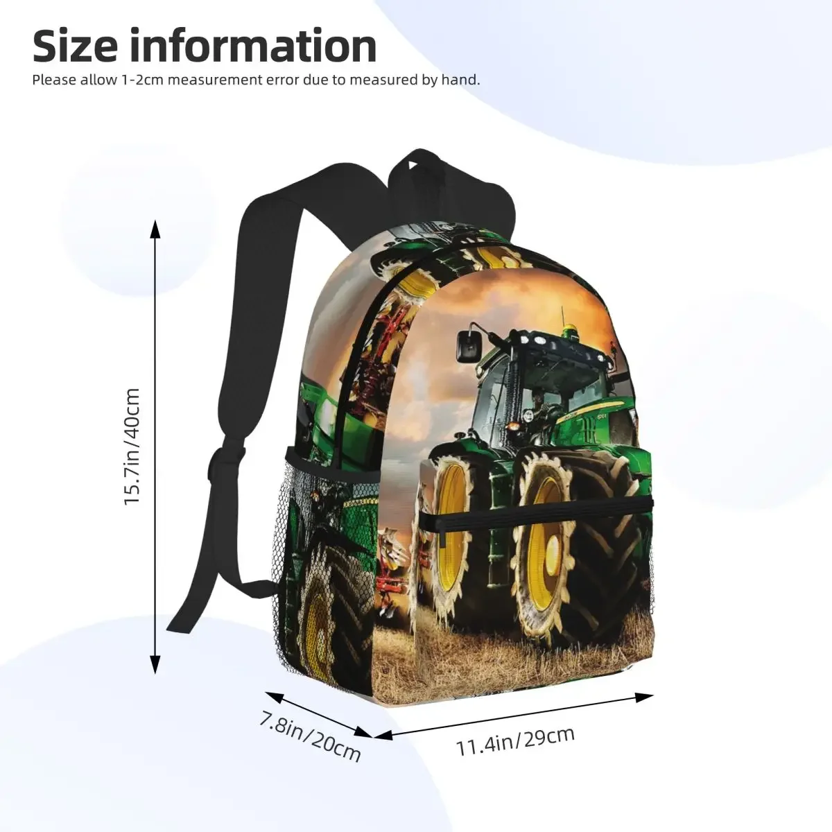 Tractor Pattern Student Backpack School Bag Hiking Travel Daypack for Men Women Fashion Bookbag Shoulder Bags