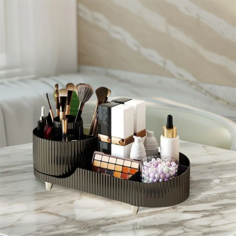 Plastic 360°Rotating Cosmetics Storage Box Large Capacity Anti-slip Cosmetic Display Case Space Saving Makeup Organizer for Home