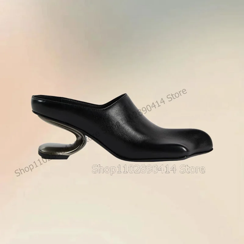 Schwarze Hühner klaue Design seltsame Stil Absätze Hausschuhe Slip auf Frauen Schuhe Mode Party Bankett Landebahn Zapatos Para Mujere