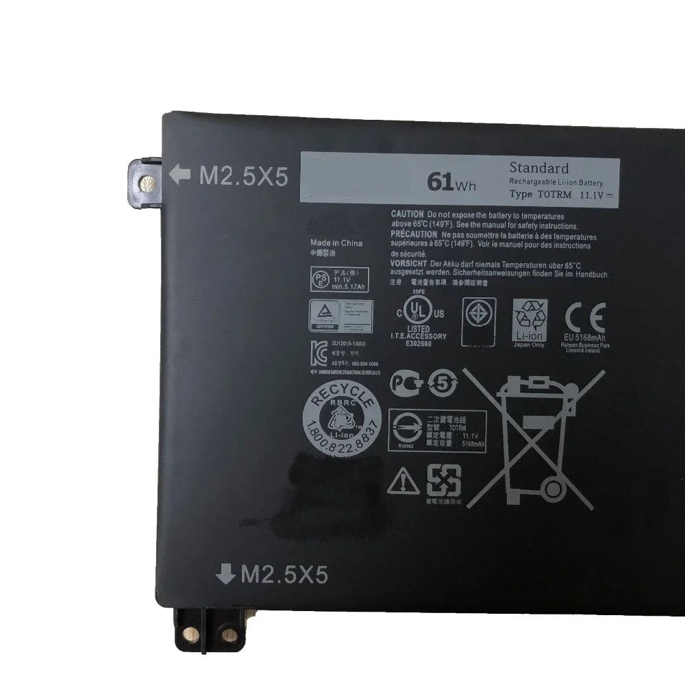 Imagem -04 - Totrm-t0trm Bateria do Portátil Dell Xps 15 9530 Precisão M3800 Totrm 245rr H76mv 7d1wj 11.1v 5495mah 61wh Novo Original