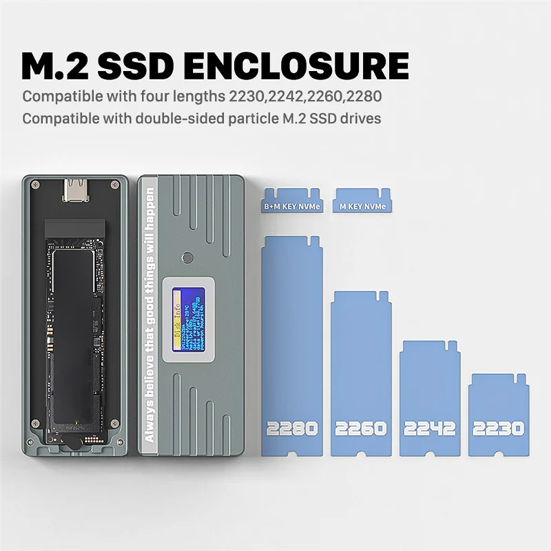 

Корпус Qy-Smart M.2 Nvme/SATA SSD, USB 3.2 Gen 2 10 Гбит/с, корпус внешнего адаптера M2 с поддержкой M-Key B +M Key UASP RTL9210
