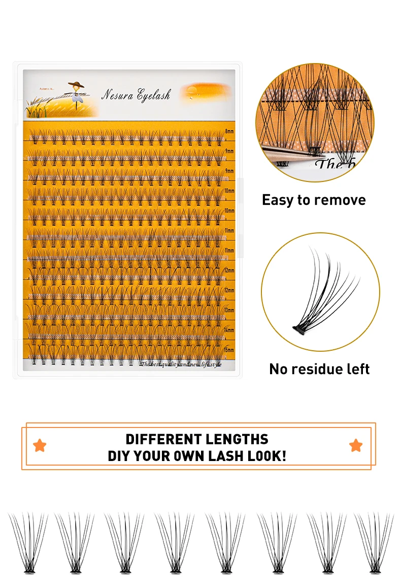 12 Reihen gemischte Packung 10d/20d natürliche Wimpern Make-up Wimpern verlängerung, handgemachte gefälschte Wimpern, persönliche Wimpern verlängerung – Detail 3