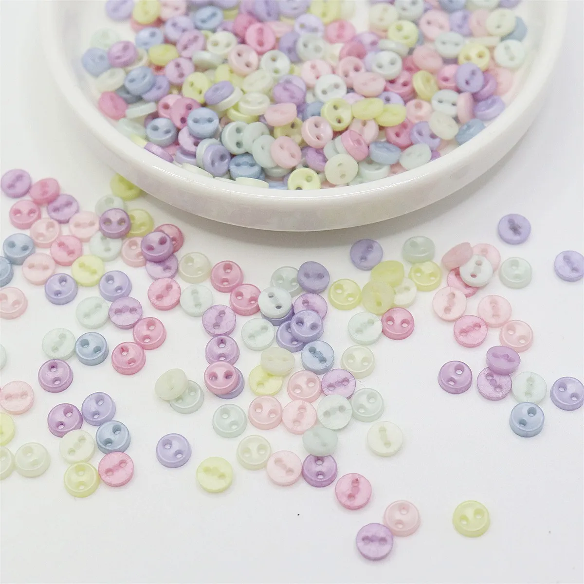 100pcs 5mm Mini Pearl Pastel Multi Round Buttons DIY Handmade Tiny Sewing 2 Holes Accessories For Dolls Soft Toys Clothes