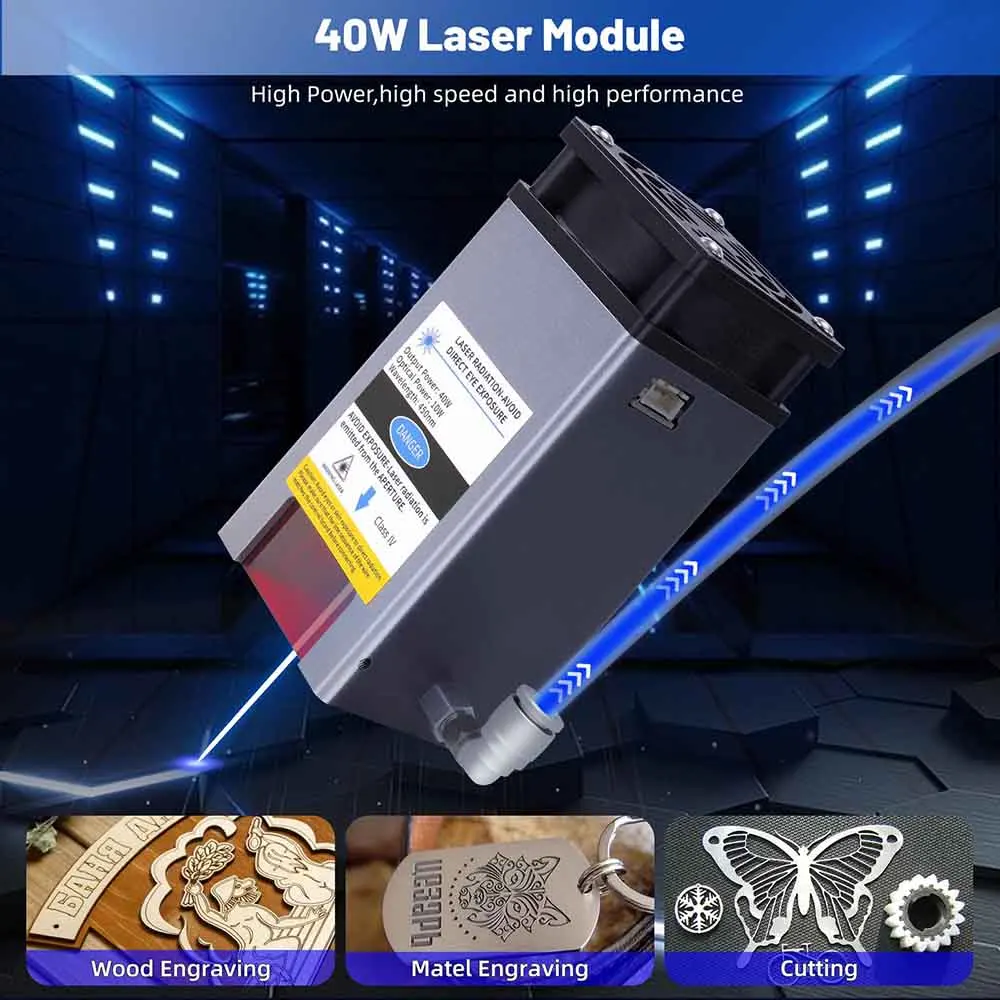 Ultra-Precision La ser Module 40W Cutting Engraving Las er Head with Air Assist 30 L/min Output Clear Work