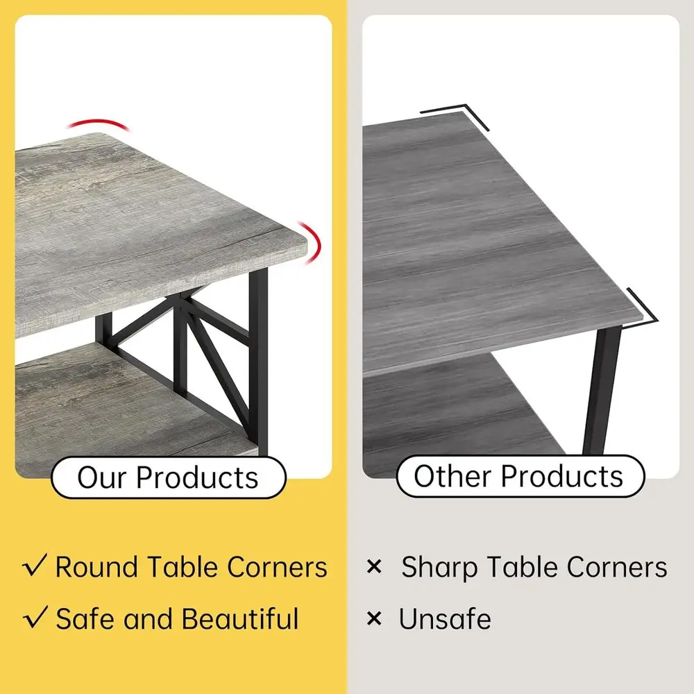 Round 2-Tier Storage Coffee Table for Living Room, Suitable for Small Spaces, Easy Assembly