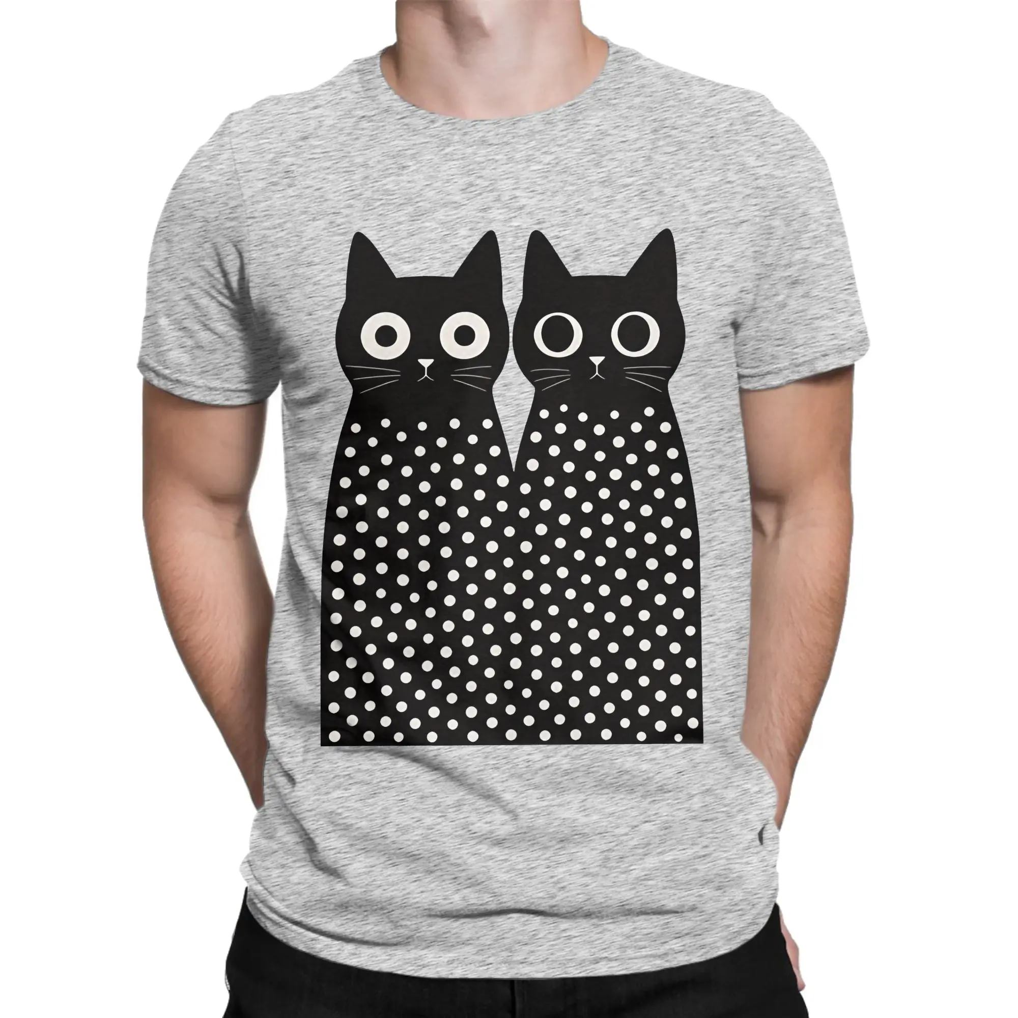 Men Women Yayois Kusamas Black Cats Polka Dot T Shirt  Cotton Tops Cool Short Sleeve Crewneck Tee Shirt Classic T-Shirts
