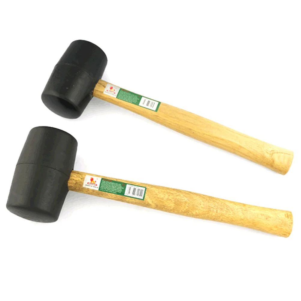 High Elastic Shockproof Hardwood Shaft Rubber Mallet Hammer 300g (Black) rubber hammer double headed hammer