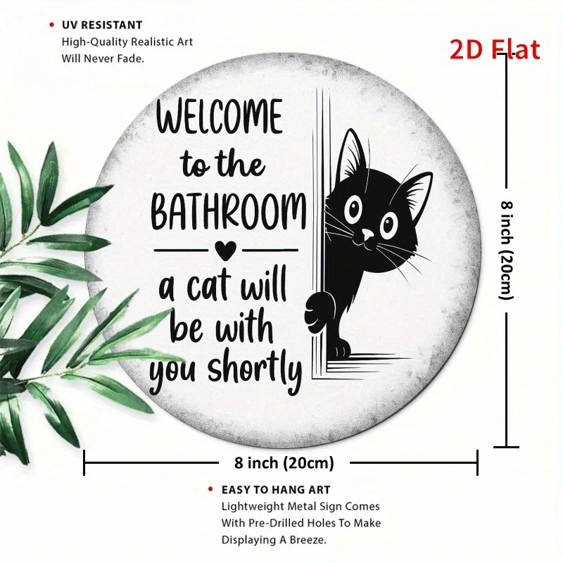Metal Sign Whimsical Black Cat with 