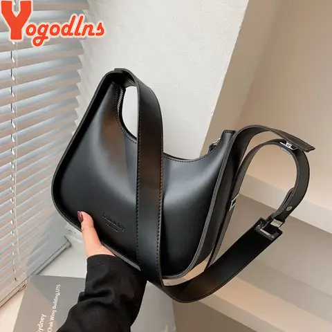 Yogodlns 여성을위한 빈티지 하프 문 숄더 백 부드러운 가죽 겨드랑이 가방 새로운 크로스 바디 핸드백 럭셔리 브랜드 겨드랑이 가방