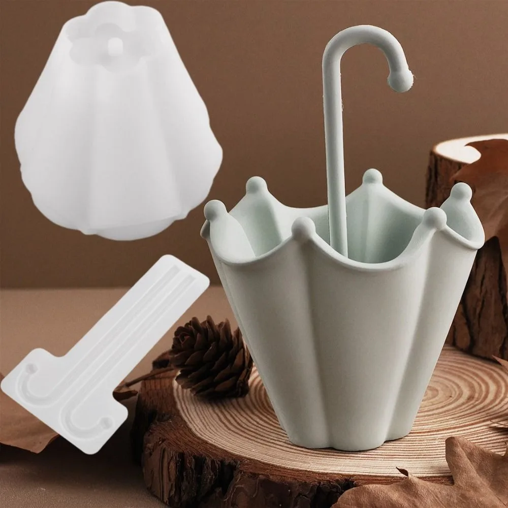 Multi-functional Silicone Umbrella Shape Candle Cup Mold Non-stick 3D Flower Pot Mold DIY Flexible Plaster Mold Wax