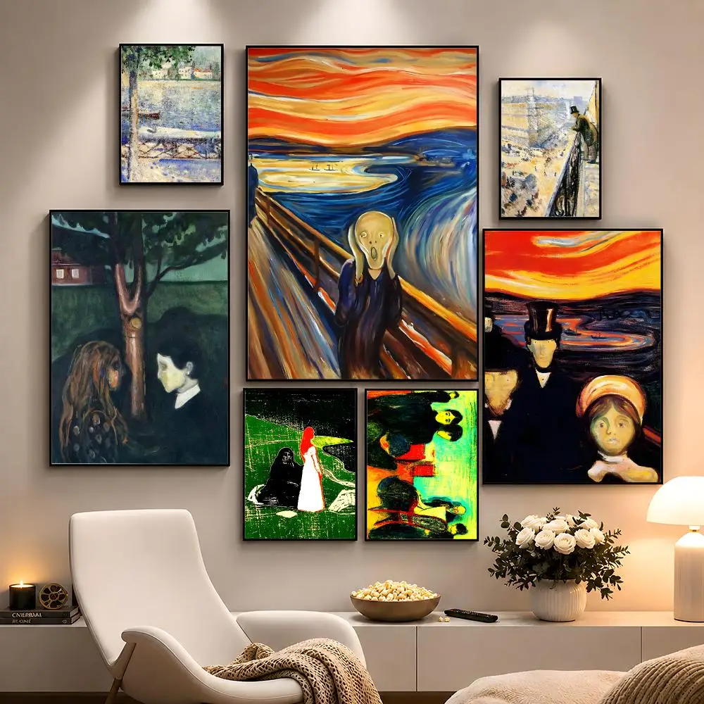 Painter Edvard Munch Expressionism Poster Peel And Stick Wall Art PP Waterproof HD Bedroom Living Room Home Decor Gift