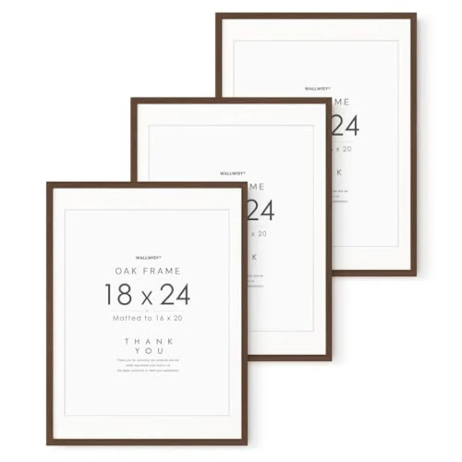 

18x24 Wood Poster Frame 18x24 Solid Oak Picture Frames Matted to 16x20 Openning Size is 15.6x19.6 24x18 Frame Wall Mounting ( S