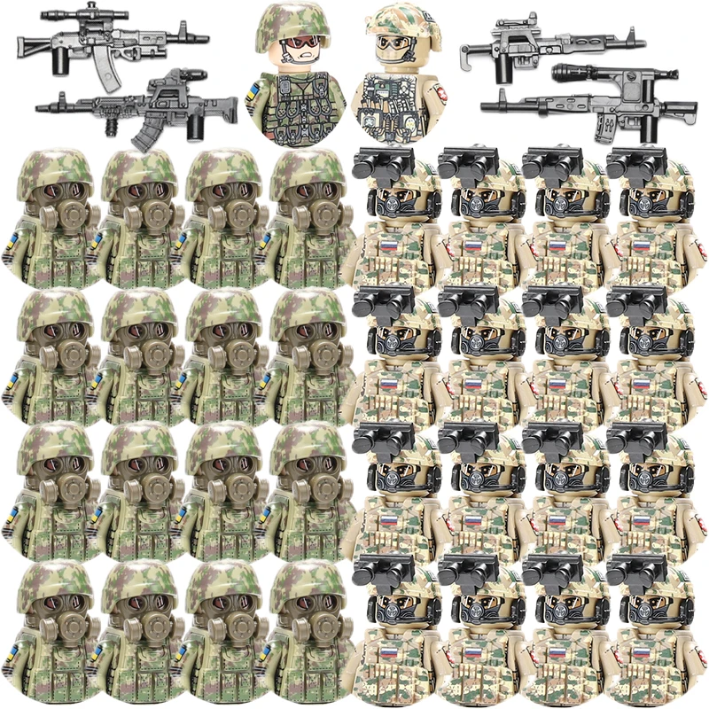 

Military Bricks Russian Ukrainian War Battlefield Figures Weapon Germany US Special Soldiers Ghost Assault Team Building Block