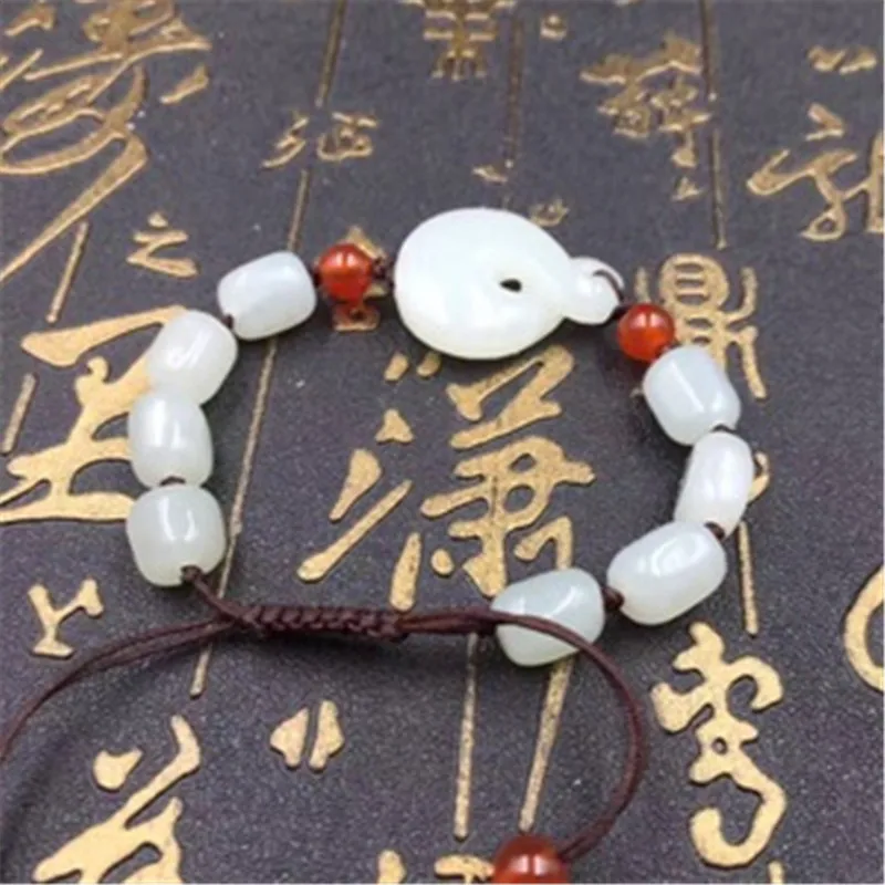Hotan White Fortune Men Women, Jade Bead Bracelet, Bag And Pendant