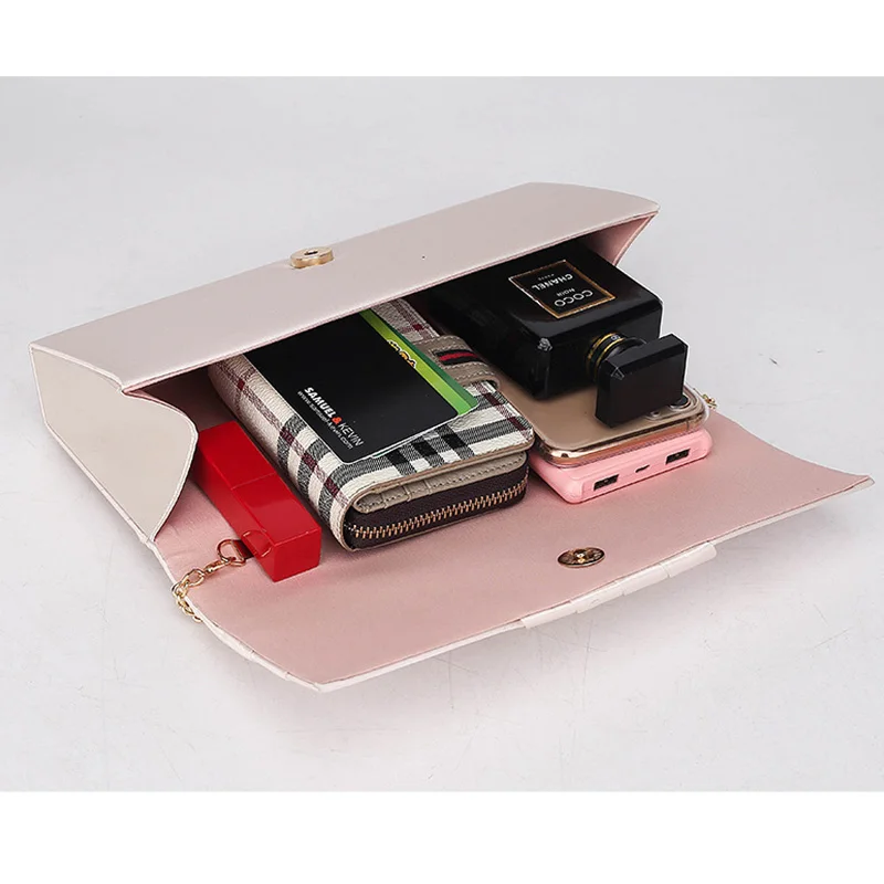 Banquet Envelope Bag Women'S Clutch Smooth Silk Leather Chain Evening Purse Women Wedding Handbag Bolsa Feminina Shoulder Bags