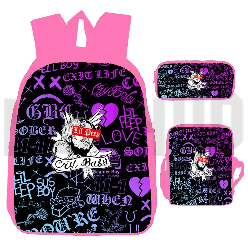 Hot Lil Peep 3D Backpacks Large Capacity Kids Student Cute Stationery Storage Bags Rapper Lil Peep Gift Men Anime Schoolbags