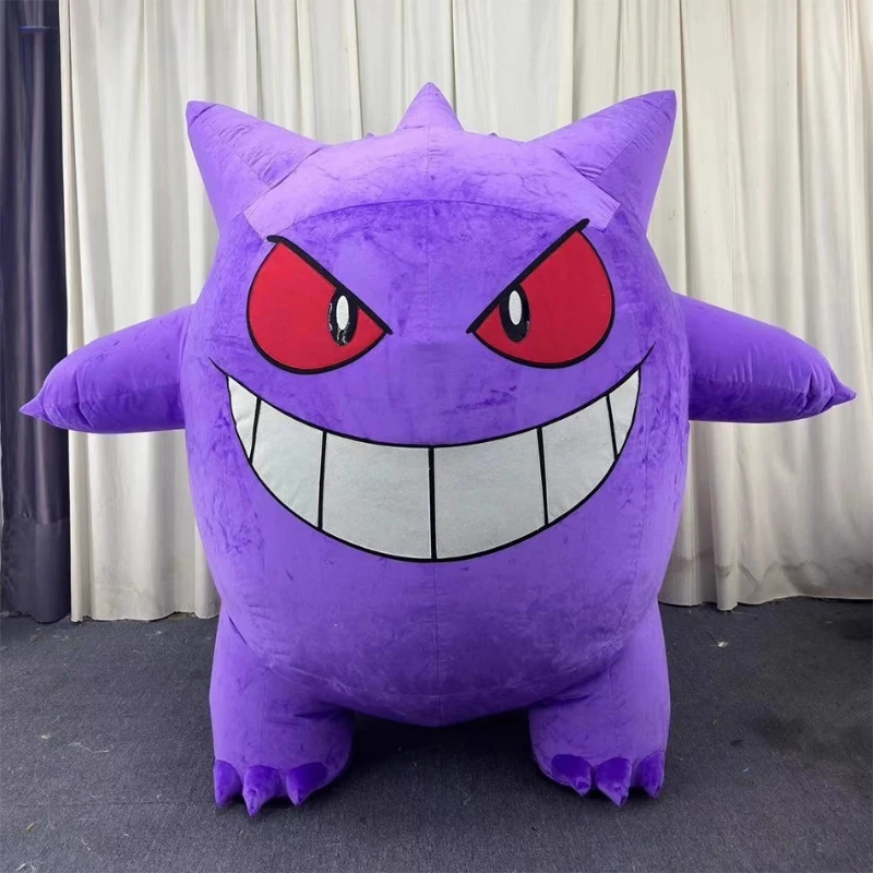 Miniso 거대한 풍선 Gengar 마스코트 의상 보라색 몬스터 블로우 업 슈트 할로윈 크리스마스 멋진 파티 의상