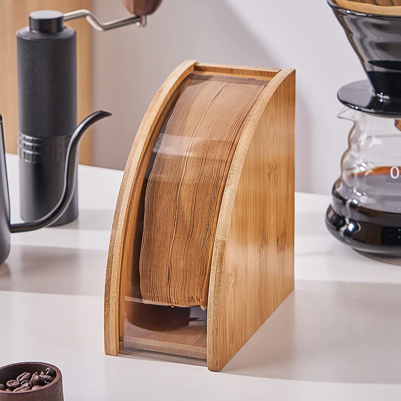 Coffee Filter Paper Holder Storage Box Wood Dust-proof  Filter Paper Rack Stand Home Cafe Making Coffee Accessories Coffeware