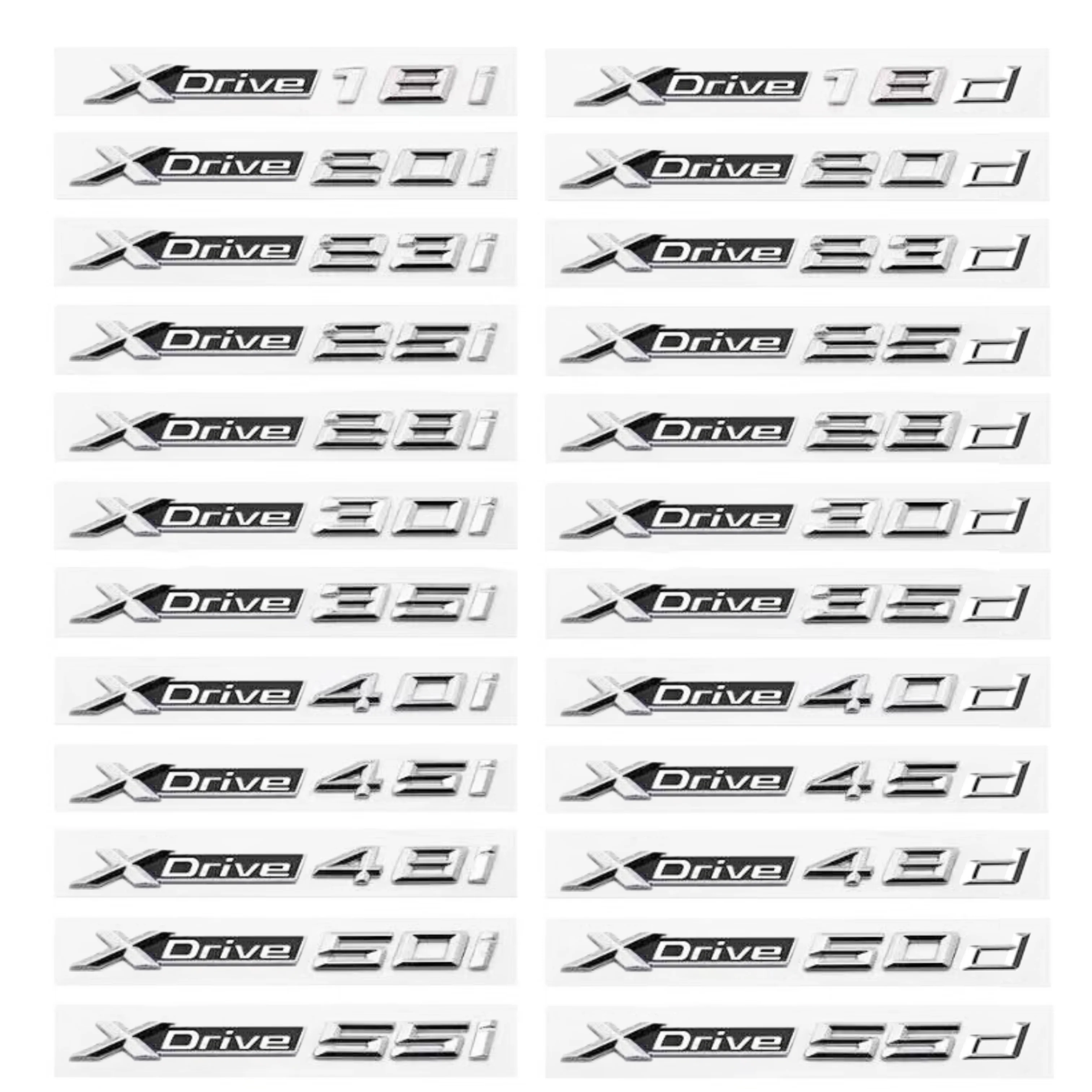

ABS Emblem for X1 X3 X5 X6 X7 Series 3D Letters XDrive 18d 20d 25d 18i 20i 48i 35d 45d Car Sticker Trunk Nameplate
