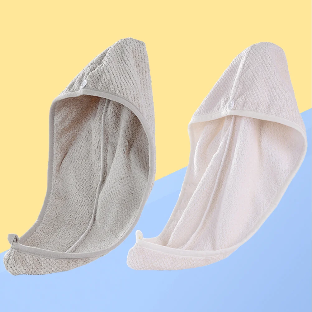 2pcs Microfiber Hair Drying Caps Strong Water Absorption Fast Dry Hair Hats (Random Color) Quick Drying Towel