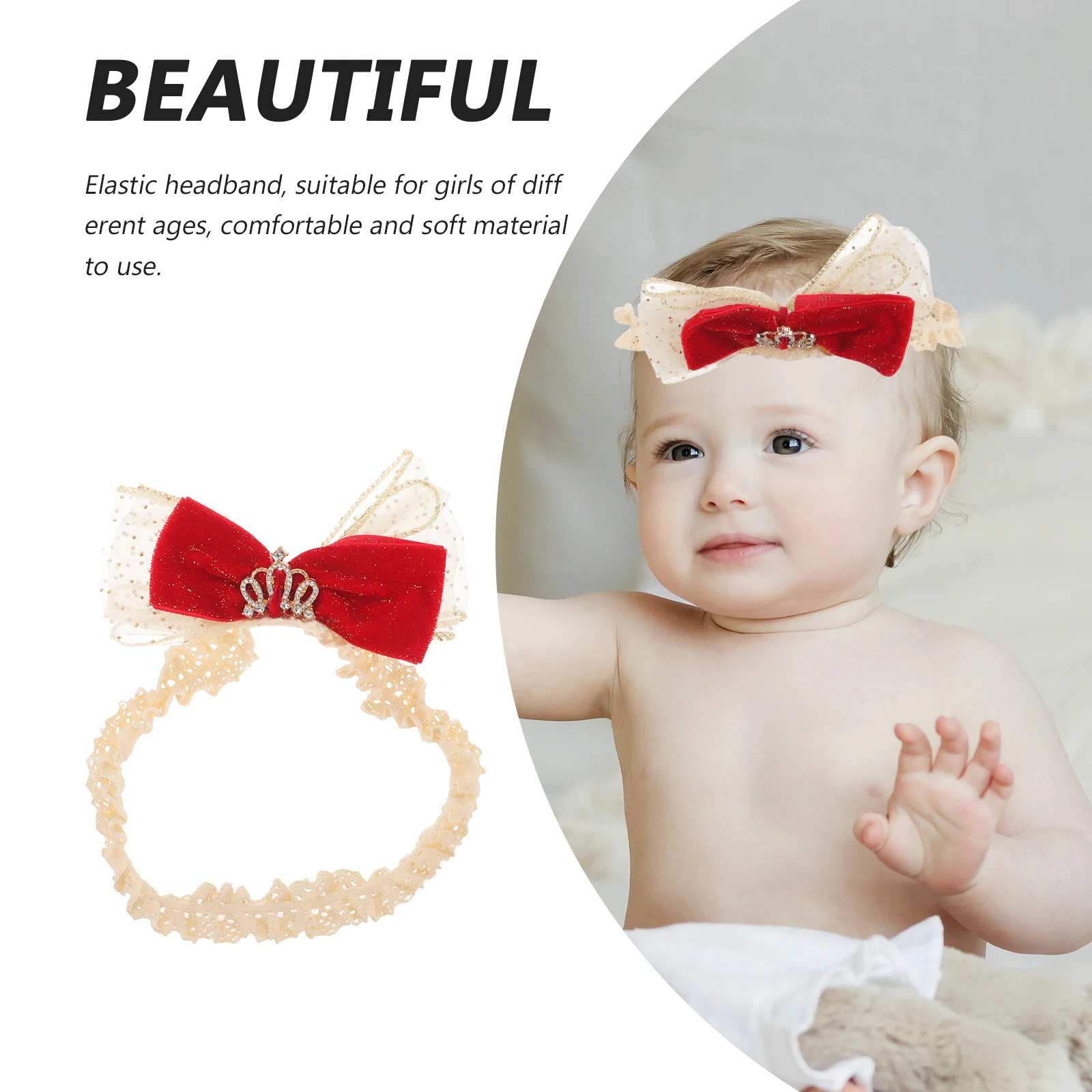 

Adorable Red Bowknot Baby Headband Elastic Soft Girls Hair Accessories Toddlers Newborn Flower Girl Wedding Costume