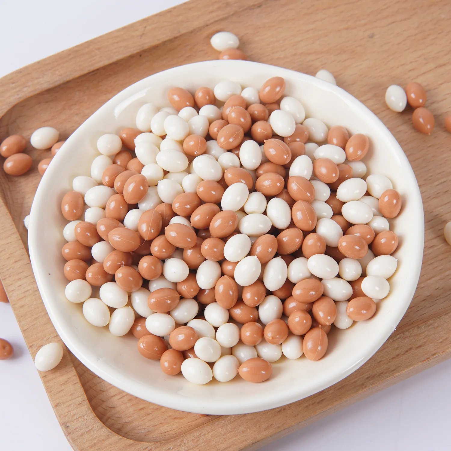 20pcs Mini Chocolate Beans Cocoa Beans Model DIY Handmade Cake Accessories Miniature Nuts Food Dollhouse Simulation Scene Decor