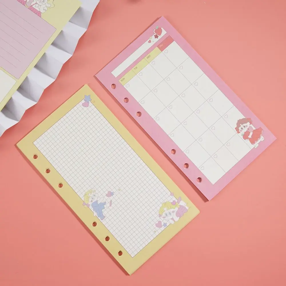 Kawaii A6 루스 리프 종이 리필 6 홀 80 매 노트 용지 월간 일정 노트 리필 친구 선물