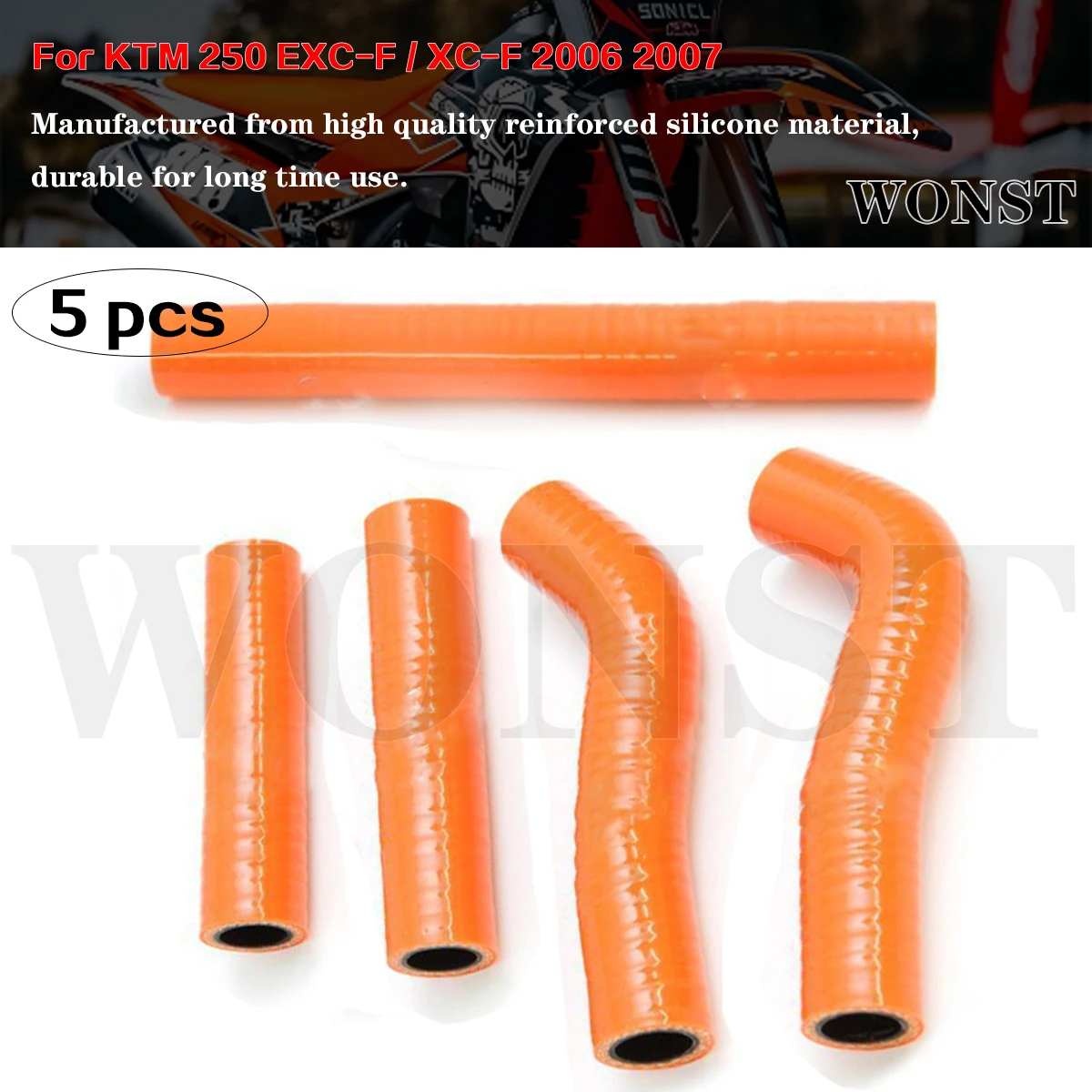 

5pcs For 2006-2007 KTM 250 EXC-F 250 XC-F 250 XCF Motorcycle Silicone Radiator Coolant Tube Pipe Hose Kit