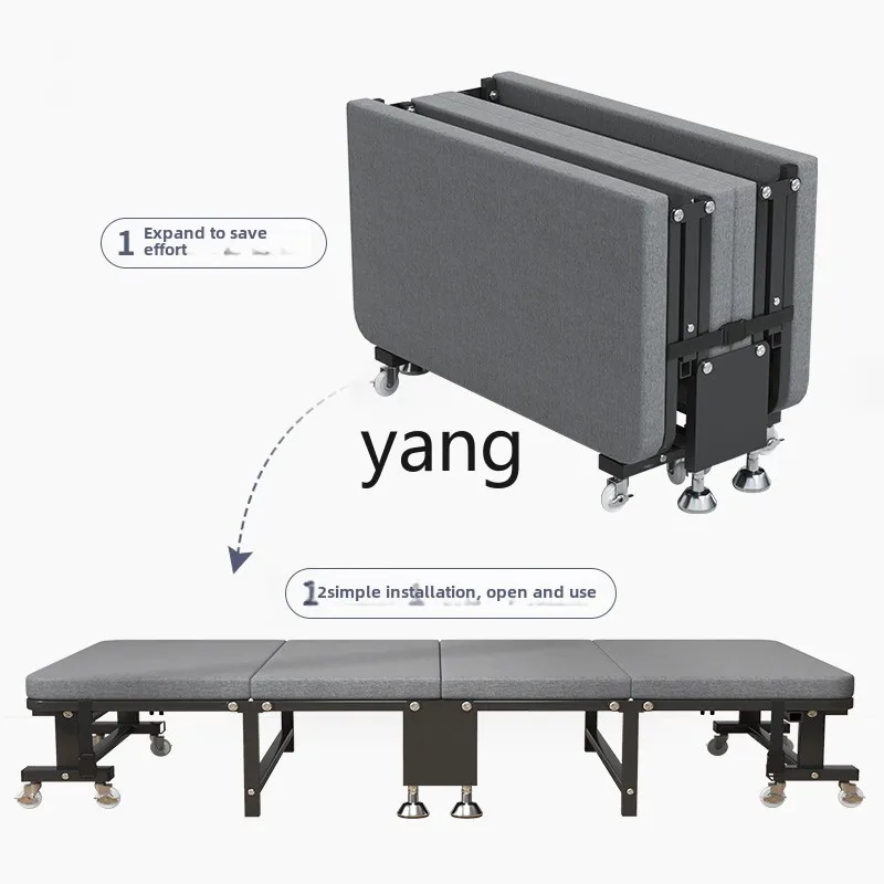 LMM  reinforced folding single office lunch break portable escort bed hard board bed
