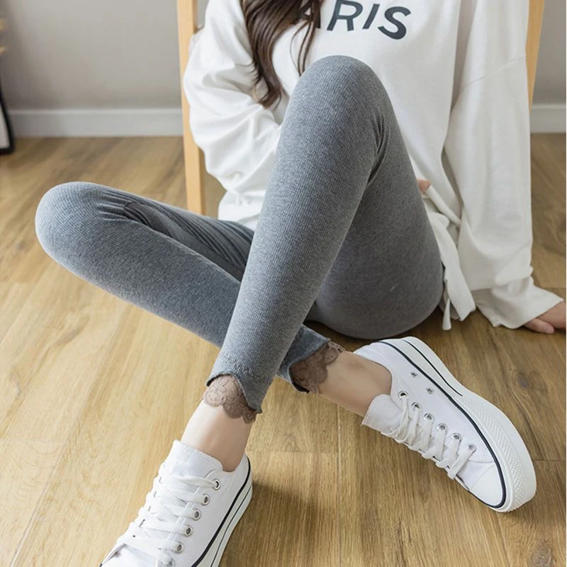 Leggings For Women Ribbed Slashed Asymmetric Solid Butt-Lift Pressed Wide-Legged Stylish Breathability Burgundy Boho Micro Horn