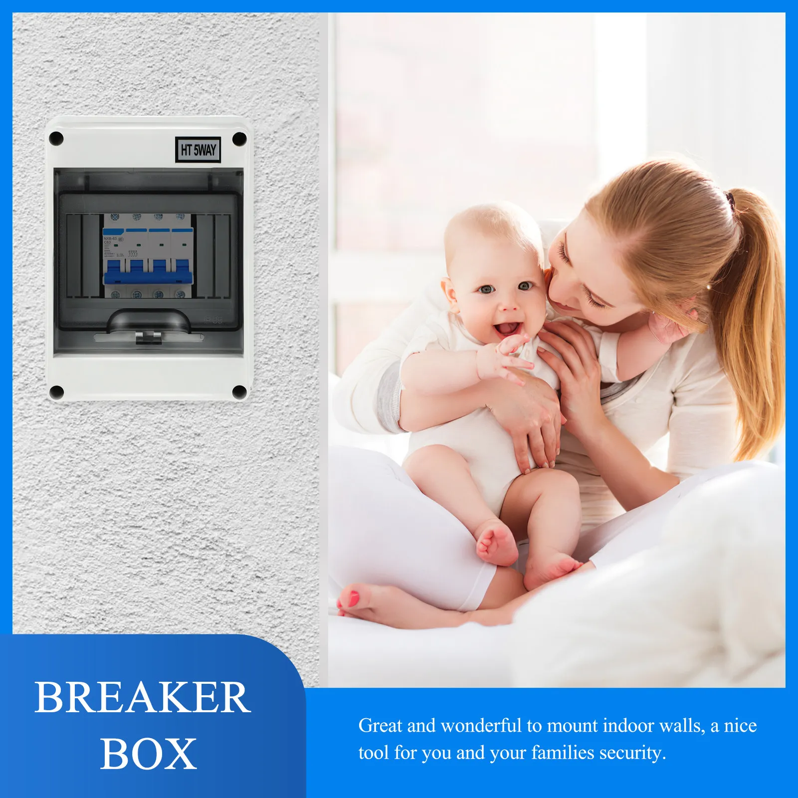 Circuit Breaker Distribution Box Plastic Protective Breaker Box Transparent Window Easy Operation Home Hotel Use