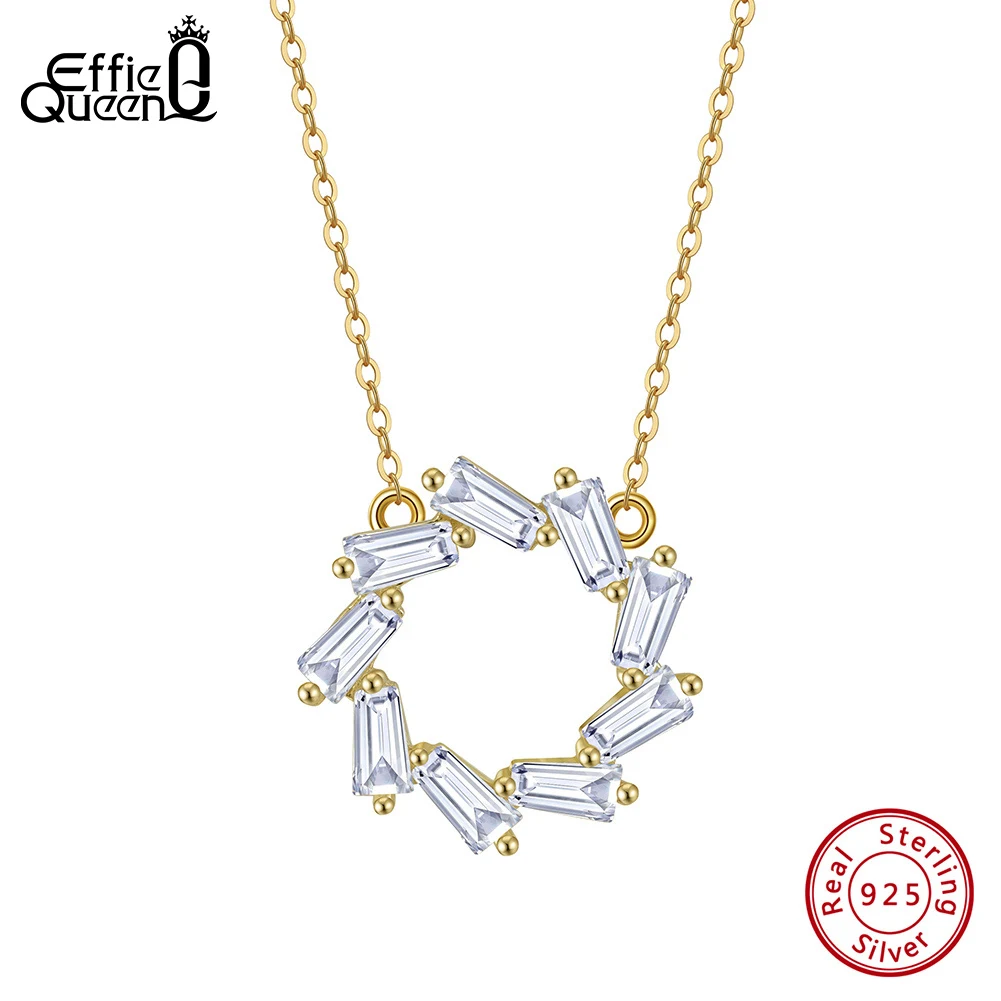 

Effie Queen S925 Sterling Silver Shiny Cubic Zirconia Round Pendant Necklace Chain High-Grade CZ Collar Wedding Jewelry APN48