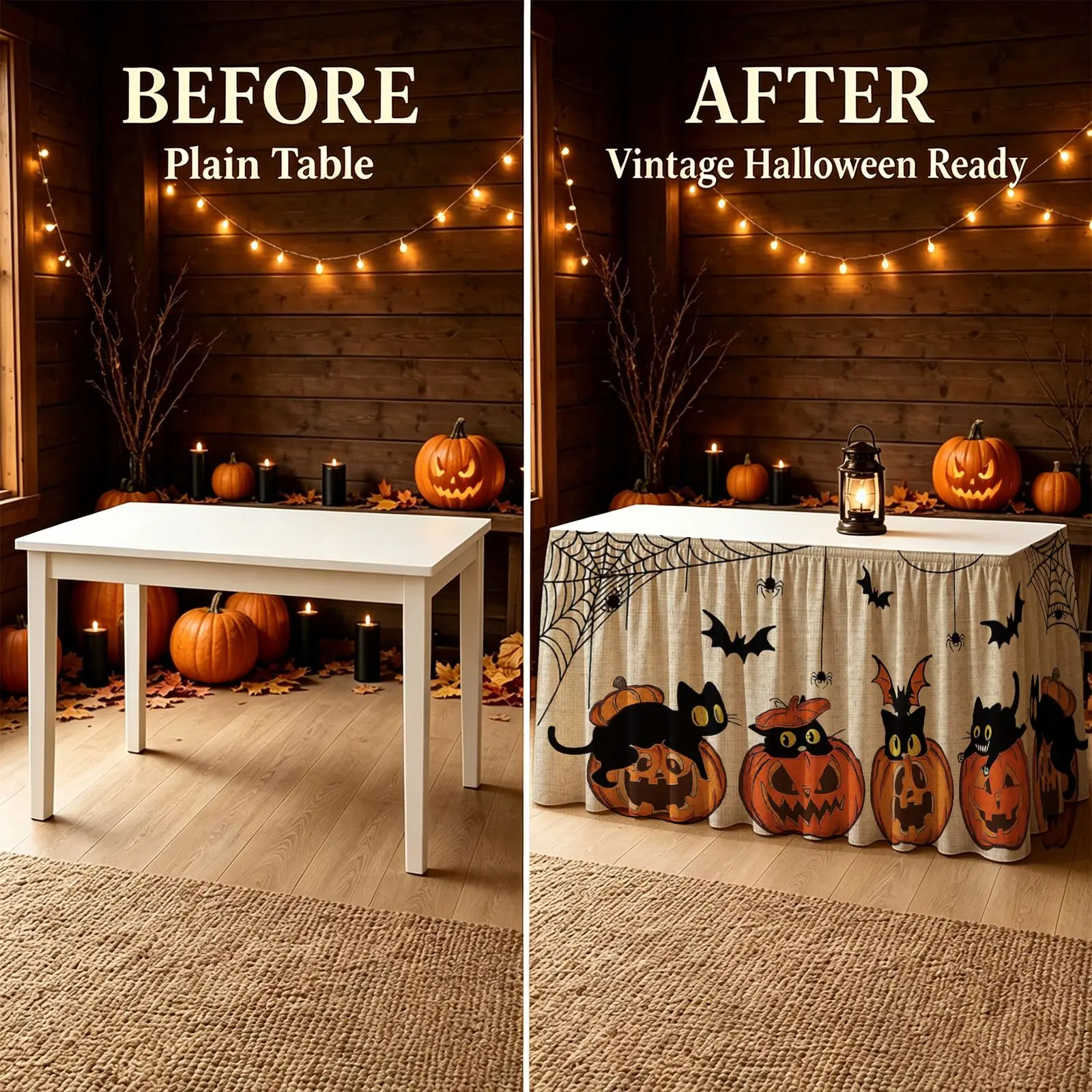Halloween, Christmas, Party, Horror Table Skirt, 1-piece Set, Halloween Table Skirt