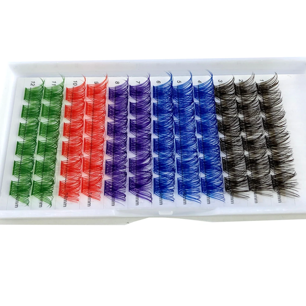 Colorful Individual Lashes Extension Natural Faux Mink Eyelashes Segmented Cluster Colored Eyelash Extension Makeup Cilia