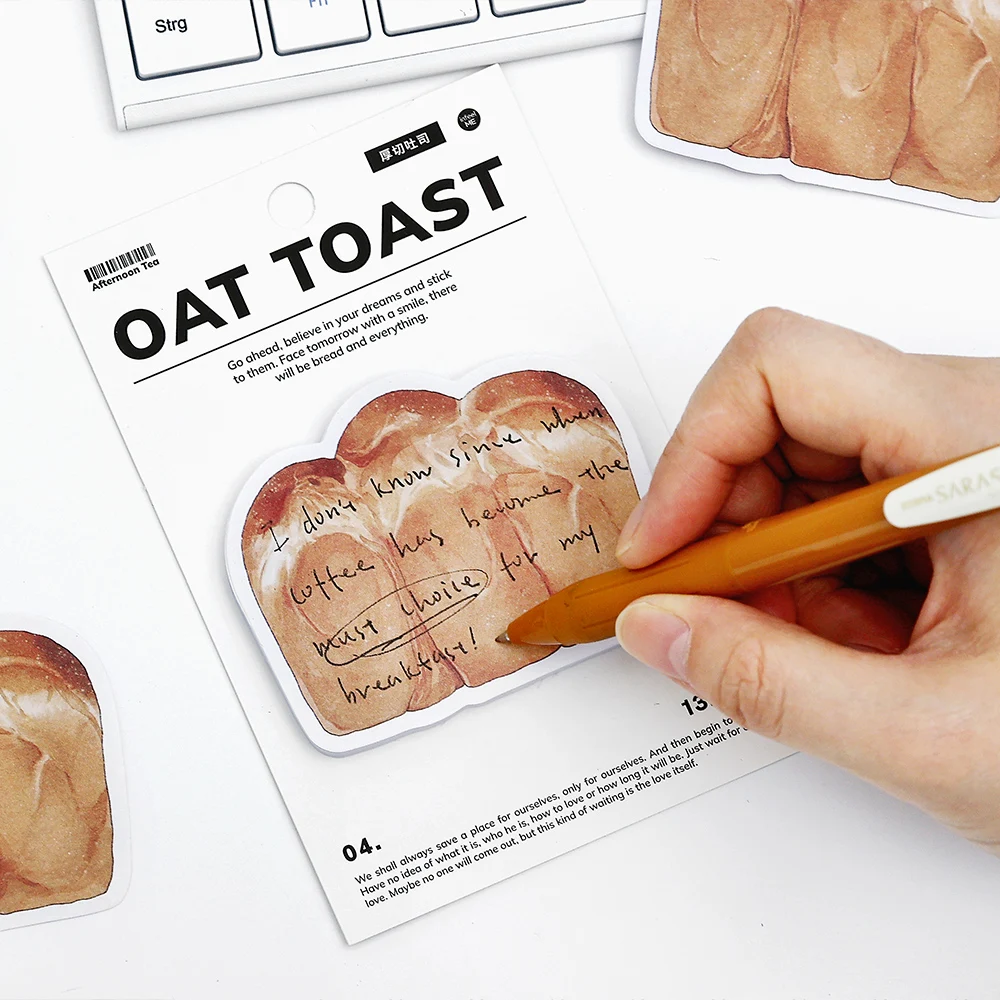 Cute Bakery Themed Sticky Notes - Toast Bread Slice Croissant Coffee Pattern Writing Paper Memo Pad School Stationery Supplies
