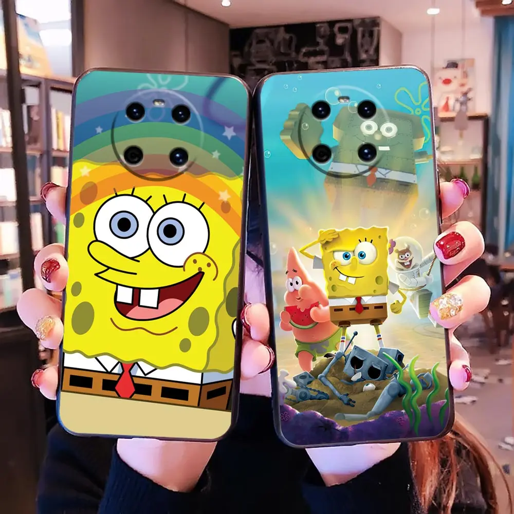 Happy S-SpongeBob S-SquarePants Phone Case For HUAWEI P50 P40 P30 P20 P10 P9 P8 Plus MATE 30 20 20X 10 9 8 Pro Case Funda Shell