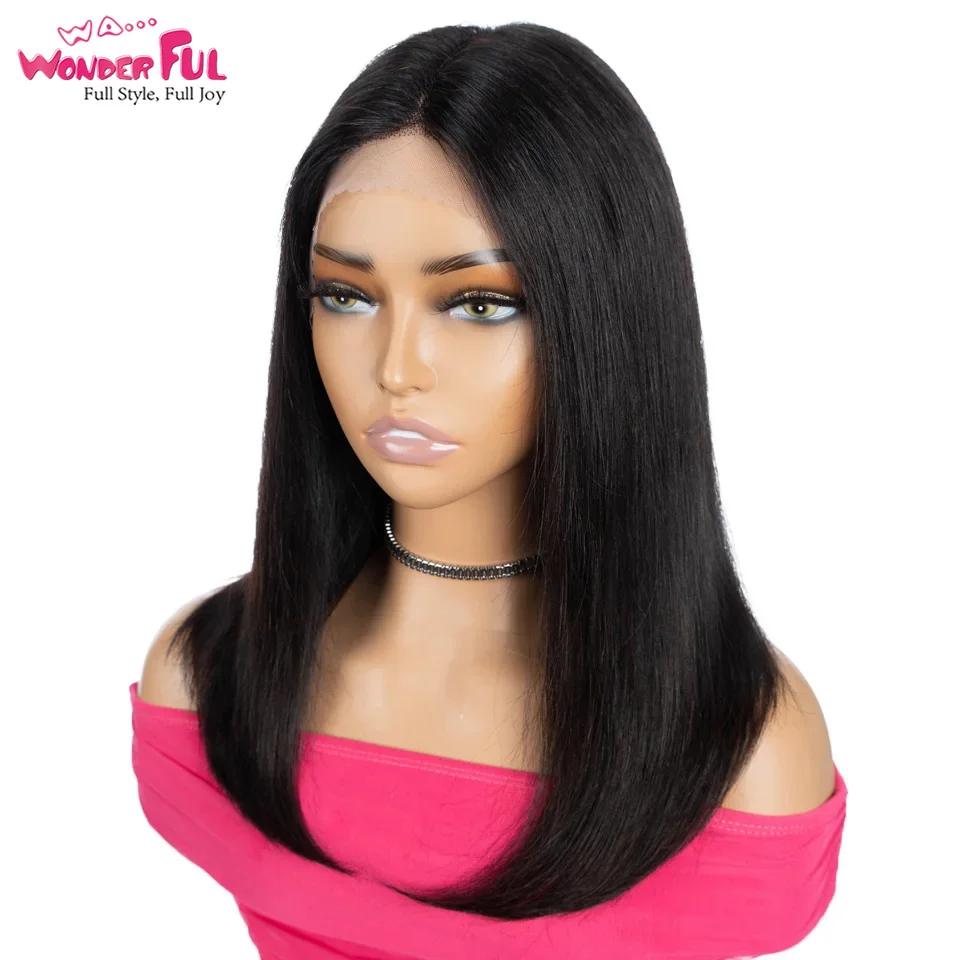 Straight Human Hair Wigs  13x6x2 Lace Frontal Wig Natural Black Color 16 Inch Remy Hair Wigs Rebecca Wig