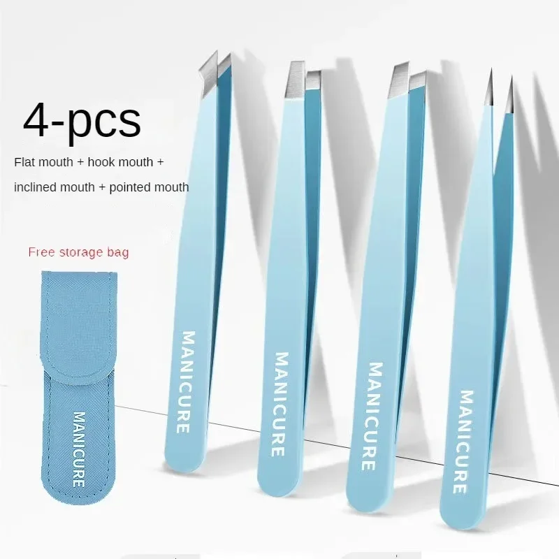 Stainless Steel Slanted Eye Brow Tweezer, Fine Hairs Puller, Colorful Hair Beauty Makeup Tools for Brow Removal